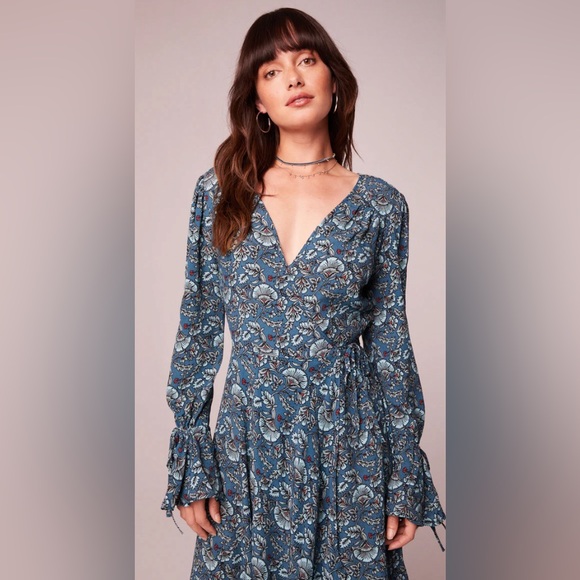 JEWEL TEAL FLORAL WRAP MAXI DRESS - Picture 2 of 5